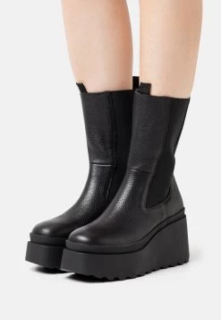 Zign Leather - Bottines Compensées - Black